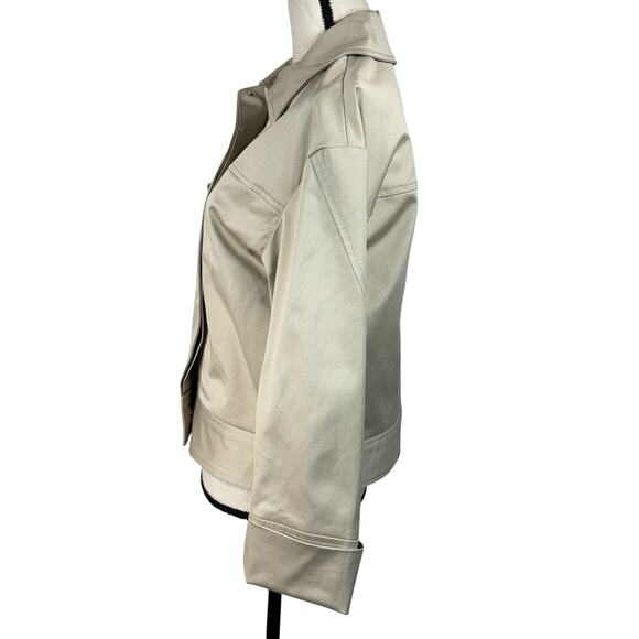 Banana Republic Small Twill Short Utility Jacket Button-Up Lined Long Sleeve Tan - Picture 6 of 11